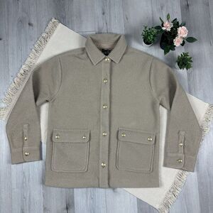 J Crew Boucle Shirt-Jacket Sandstone Size S CF098 Beige Oversized